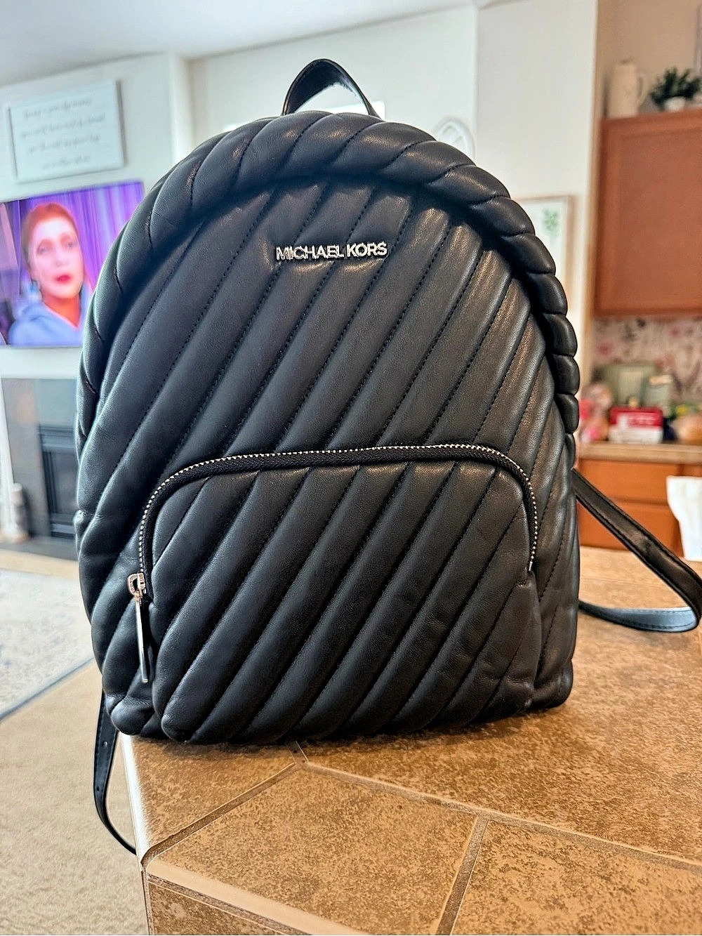 Michael Kors Slater Quilted Leather Medium Backpack Black